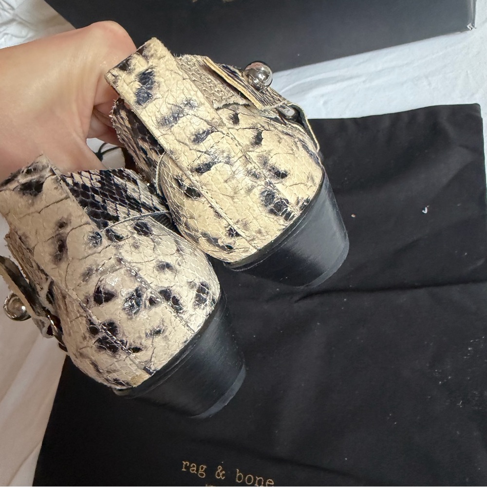 Rag & Bone Westin Harness Ankle Pointed Toe Boots Snakeskin Exotic New Box $550 - Picture 4 of 8